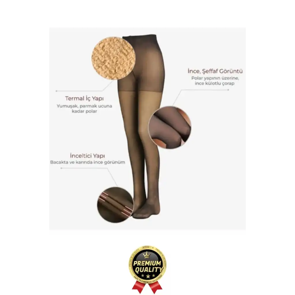 Şık Tasarım Rahat Sıcak Tutan Toparlayıcı Korse Destekli Ten Görünümlü İçi Peluş Termal Tayt Çorap