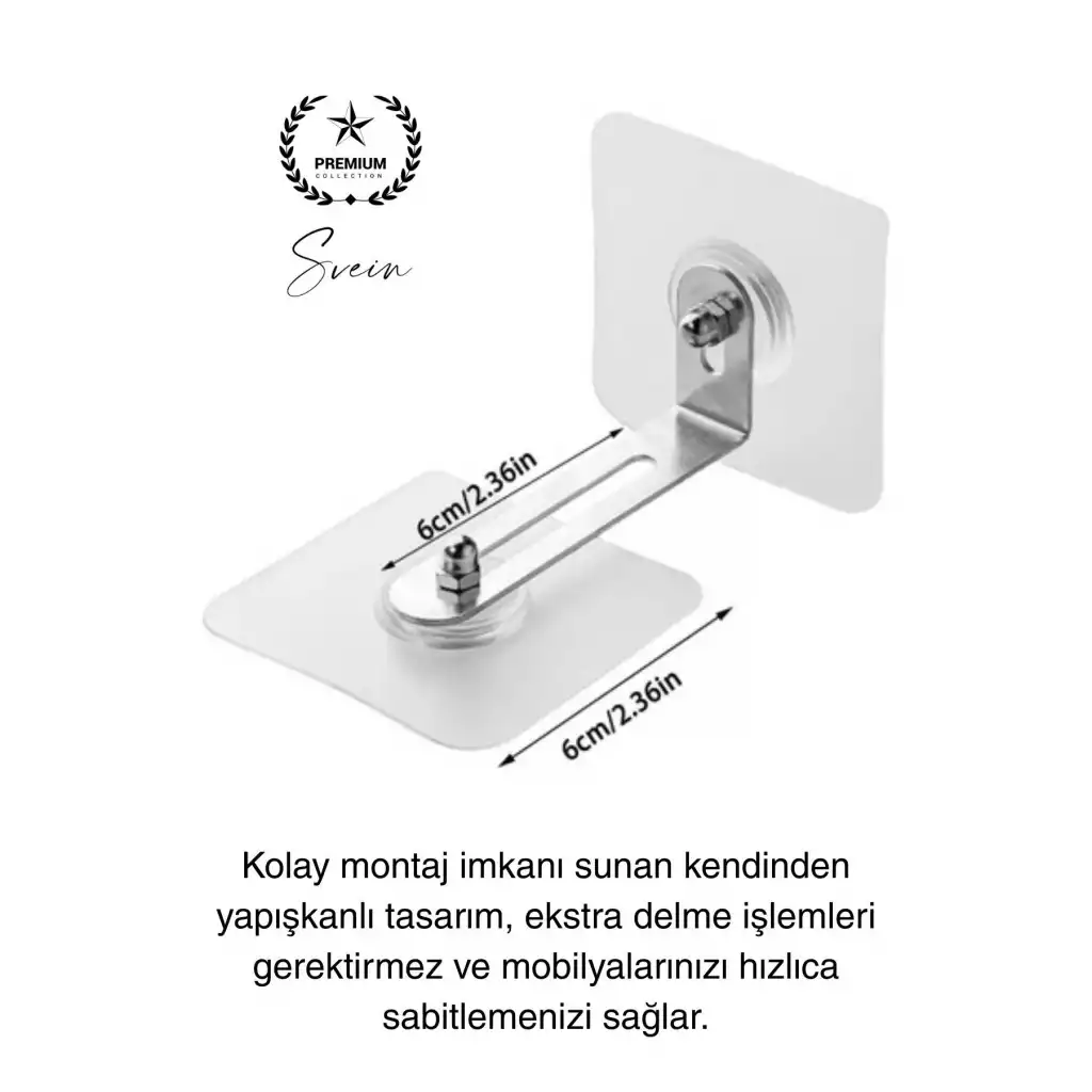 6 Adet Kendinden Yapışkanlı Mobilya Sabitleme Seti Delme Gerekmez Dolap Raf Tutucu Deprem Güvenliği