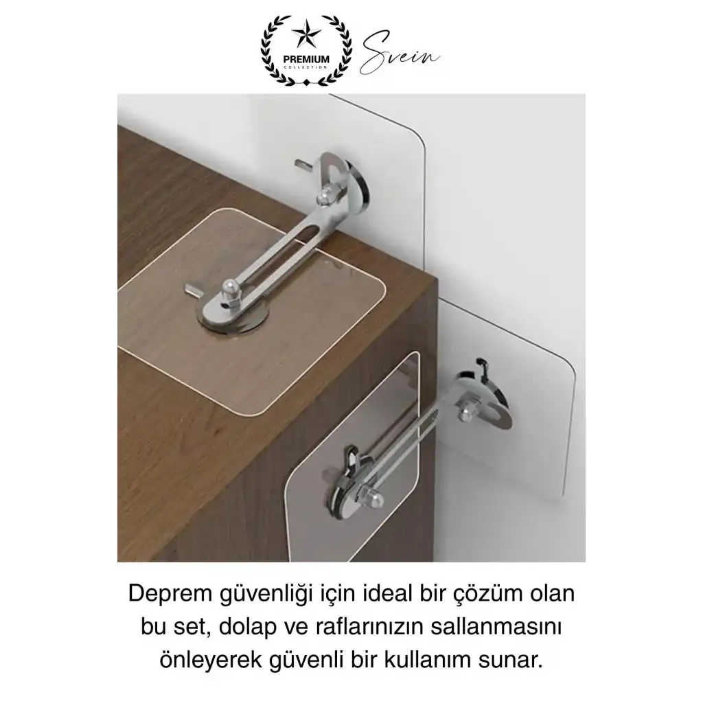 10 Adet Kendinden Yapışkanlı Mobilya Sabitleme Seti Delme Gerekmez Dolap Raf Tutucu Deprem Güvenliği