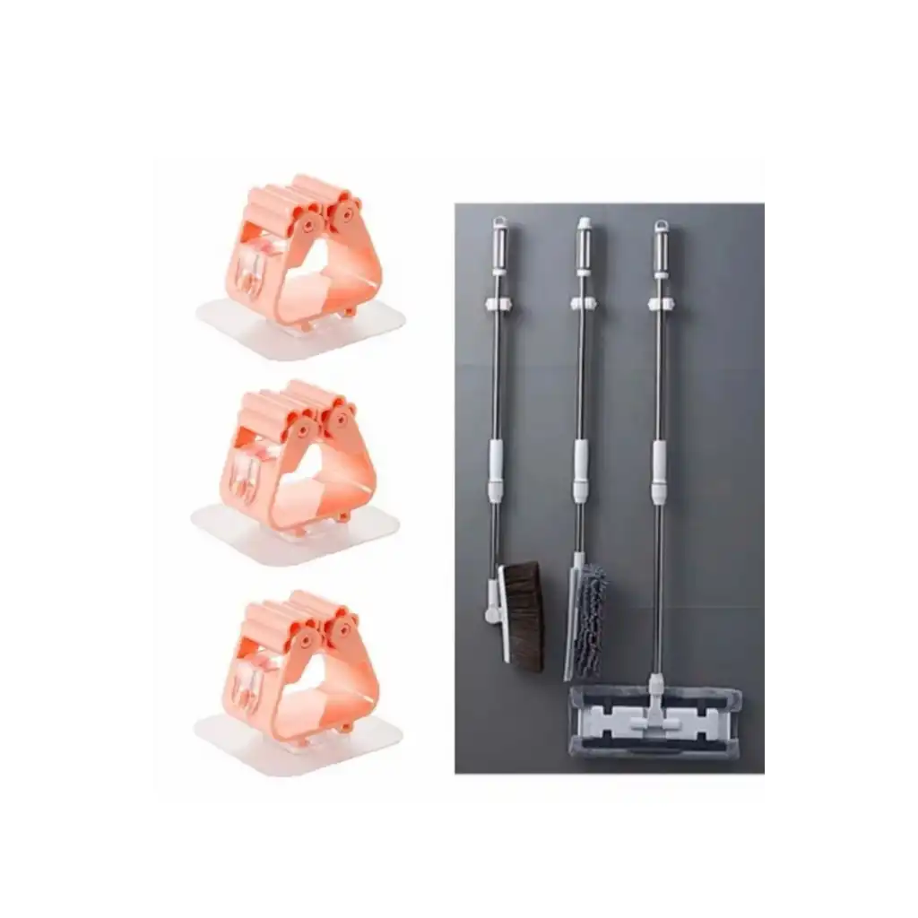 4 Adet Güçlü Tutunabilen Kendinden Yapışkanlı Mop Paspas Sabitleyici Duvara Monte İz Bırakmaz Tutucu