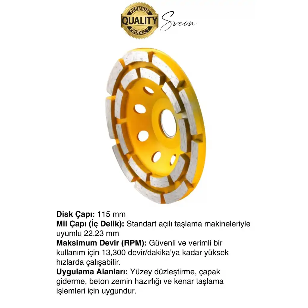 Premium 115 mm Mermer Beton Elmaslı Taşlama Silme Parlatma Diski Uzun Ömürlü Dayanıklı Çanak
