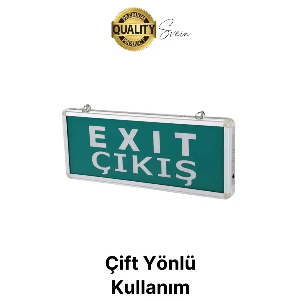 Işıklı Düz Çift Yönlü Acil Çıkış Exit Tabelası Şarjlı Yönlendirme Parlayan Armatür Uyarı Levhası