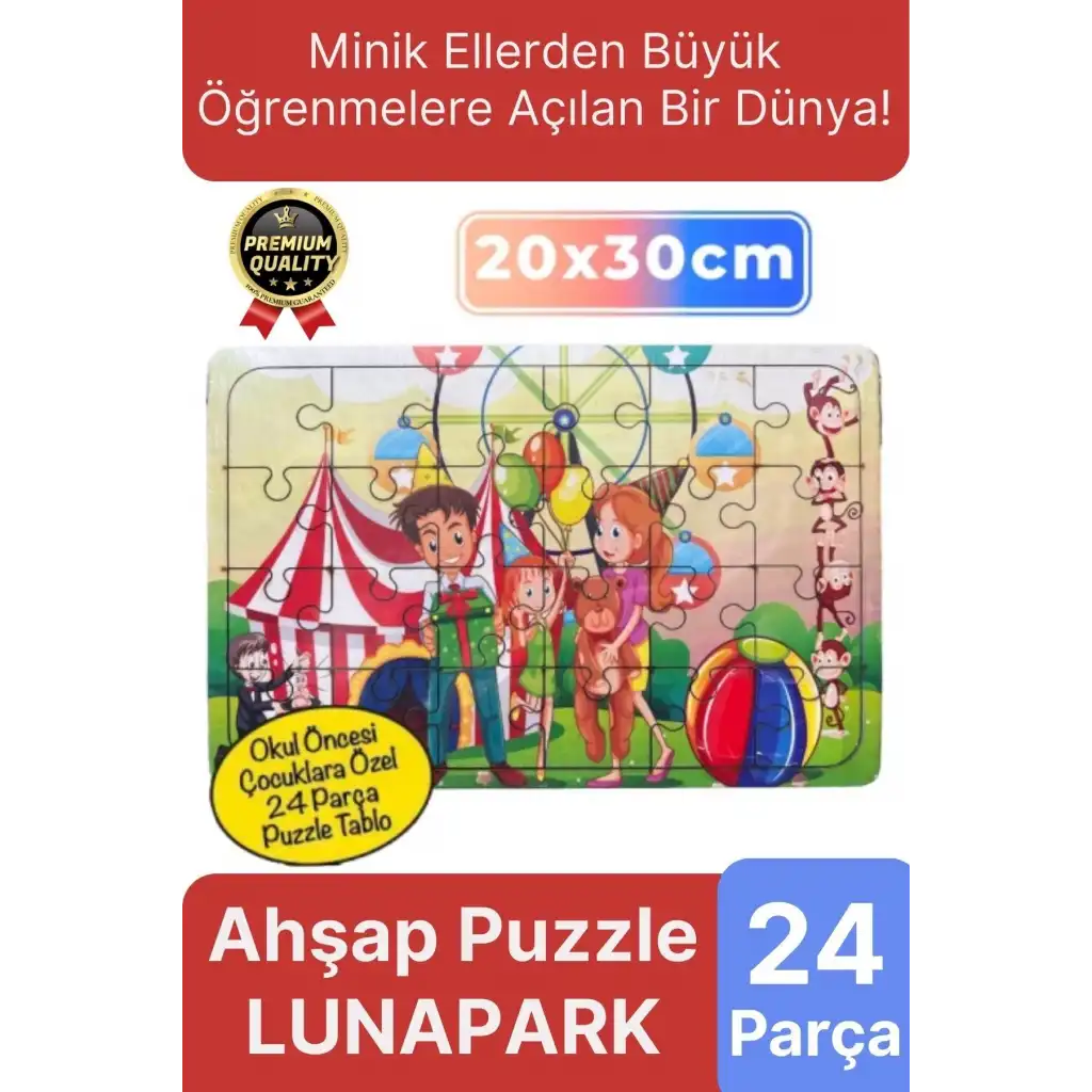 Premium Eğitici Eğlenceli Öğretici Dayanıklı Geliştiren Oyun Deneyimi Ahşap Puzzle Lunapark 24 Parça