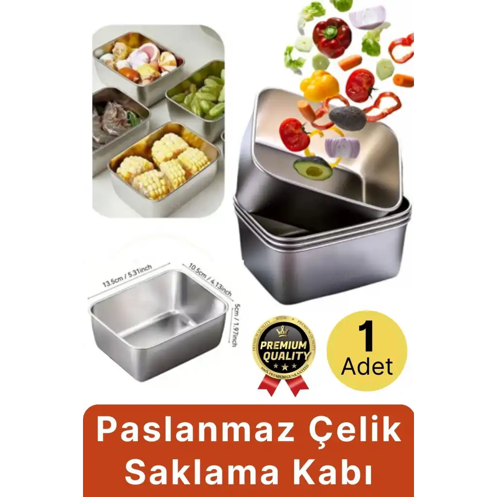 Çok Amaçlı Dayanıklı Gıda Güvenliği Sertifikalı Koku Yapmaz Modern Şık Paslanmaz Çelik Saklama Kabı