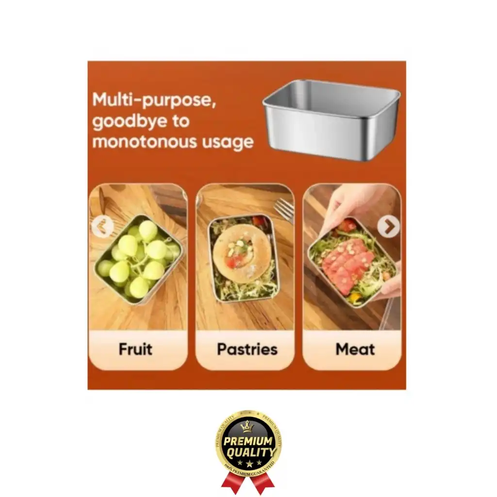 Çok Amaçlı Dayanıklı Gıda Güvenliği Sertifikalı Koku Yapmaz Modern Şık Paslanmaz Çelik Saklama Kabı