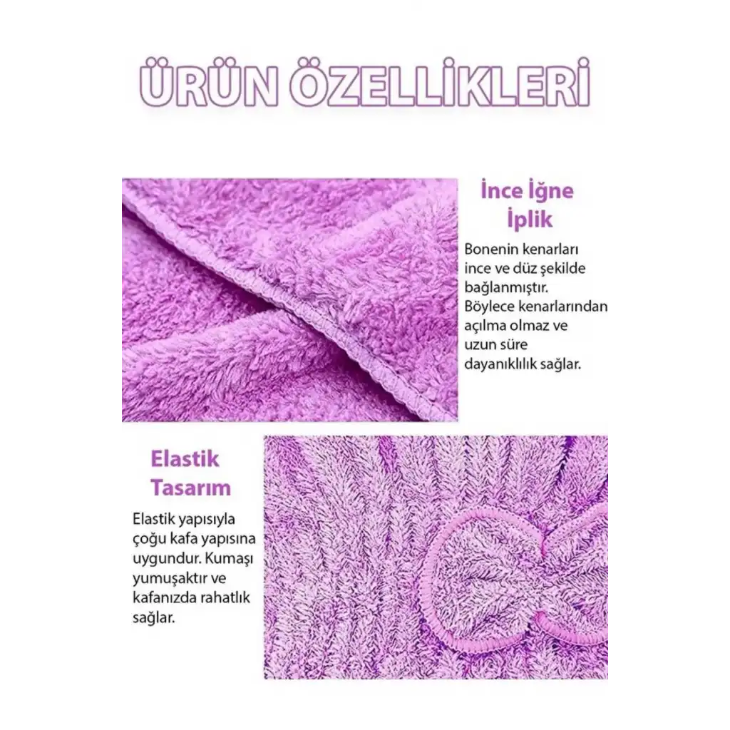 Premium Kalite Esnek Hızlı Emici Banyo Havuz Duş Mikrofiber Havlu Saç Kurutma Bonesi 30x25x16