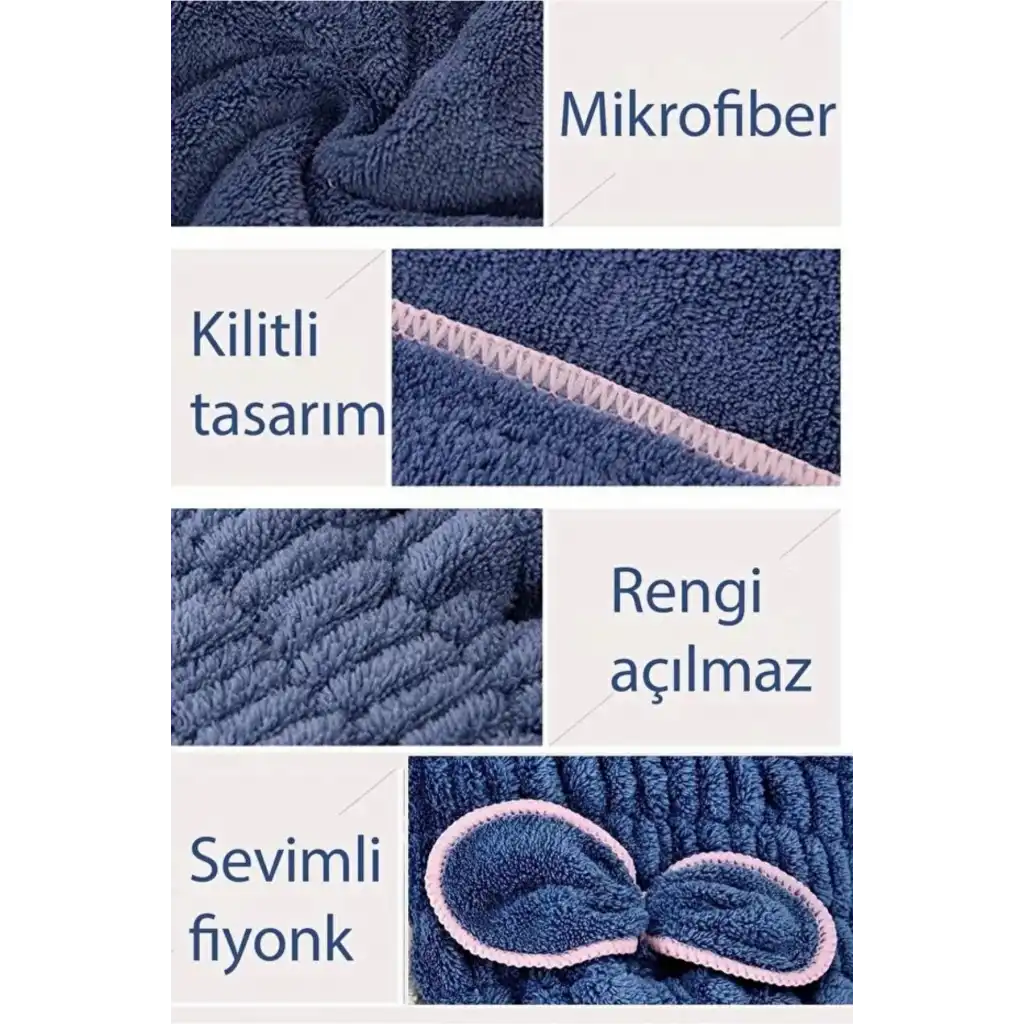 Premium Kalite Esnek Hızlı Emici Banyo Havuz Duş Mikrofiber Havlu Saç Kurutma Bonesi 30x25x16