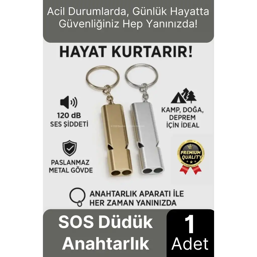 Özel Üretim Paslanmaz Çelik Acil Afet Deprem Spor Stadyum Kamp Alüminyum SOS Düdük Anahtarlık