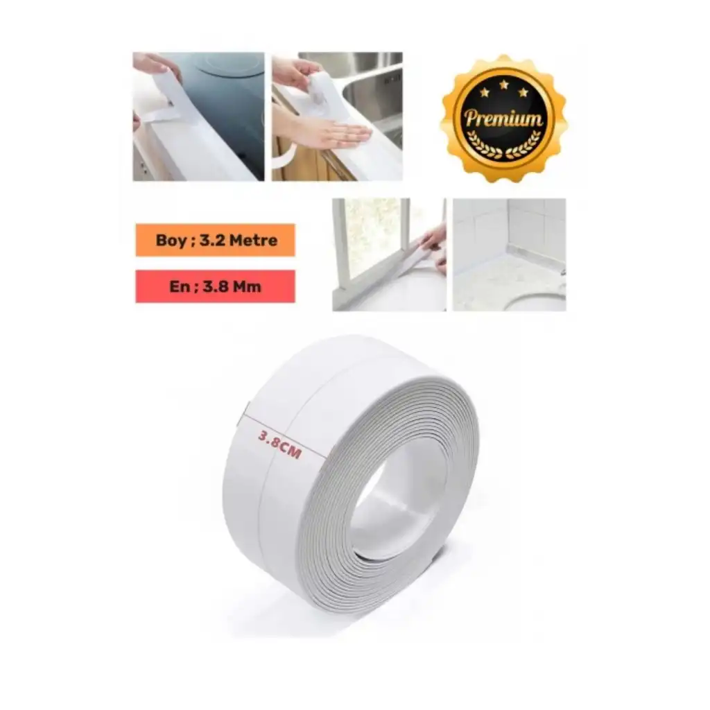 Güçlü Beyaz Ocak Tezgah Kenarı Mutfak Banyo Sızdırmaz Bant Su Geçirmez Küfe Dayanıklı 3,2 mt 1 Adet