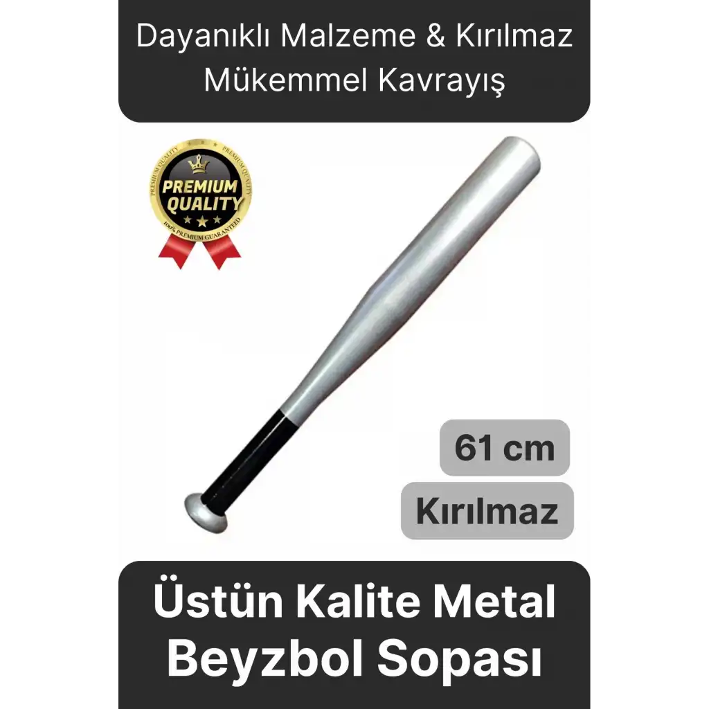 Özel Üretim Dayanıklı Malzeme Kırılmaz Mükemmel Kavrayış Metal Gri 61 Cm Baseboll Beyzbol Sopası