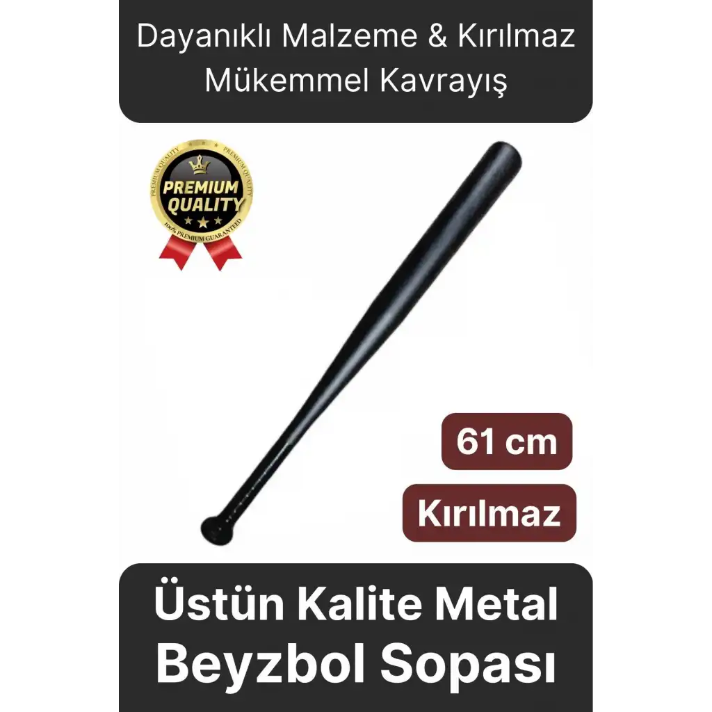 Özel Üretim Kırılmaz Dayanıklı Malzeme Mükemmel Kavrayış Siyah Metal 61 Cm Baseboll Beyzbol Sopası