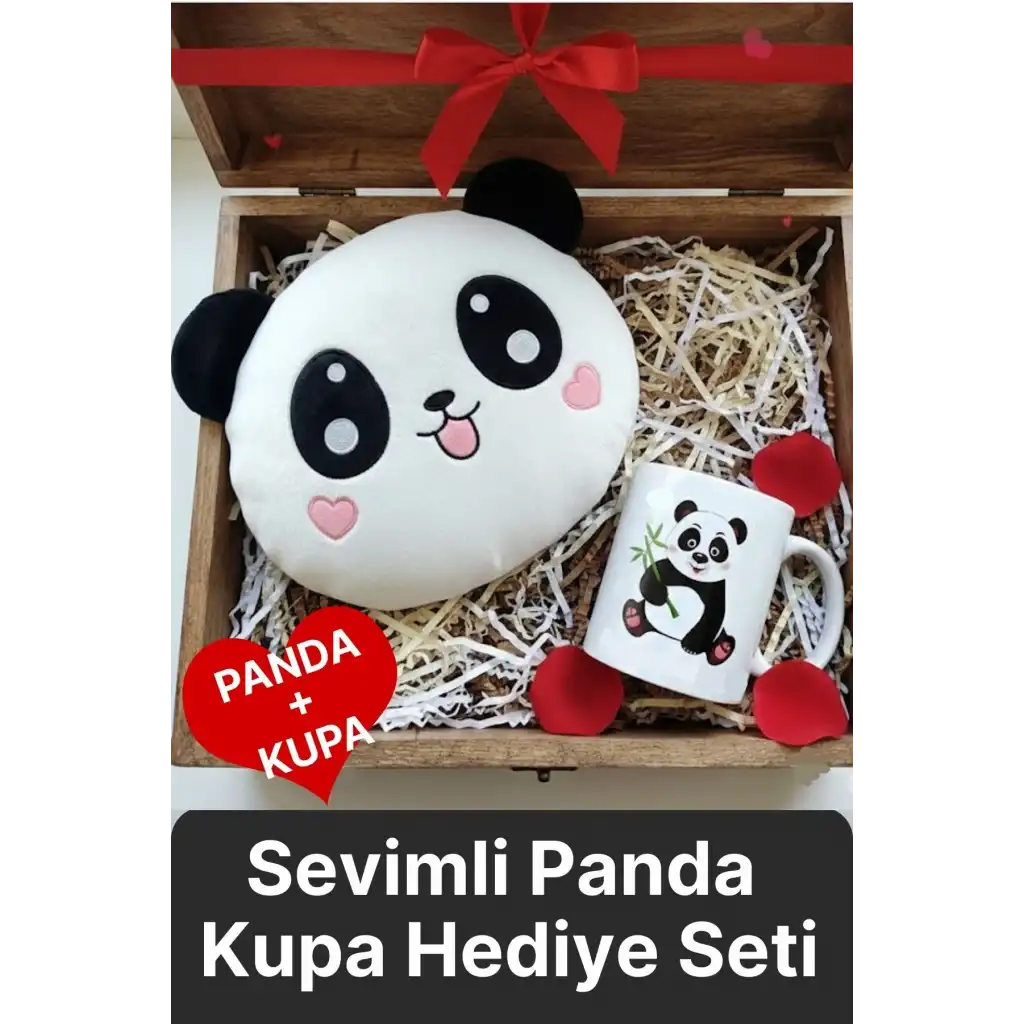 Özel Tasarım Sürpriz Romantik Gift Sevgililer Günü 14 Şubat Sevimli Panda Kupa Bardak Hediye Seti