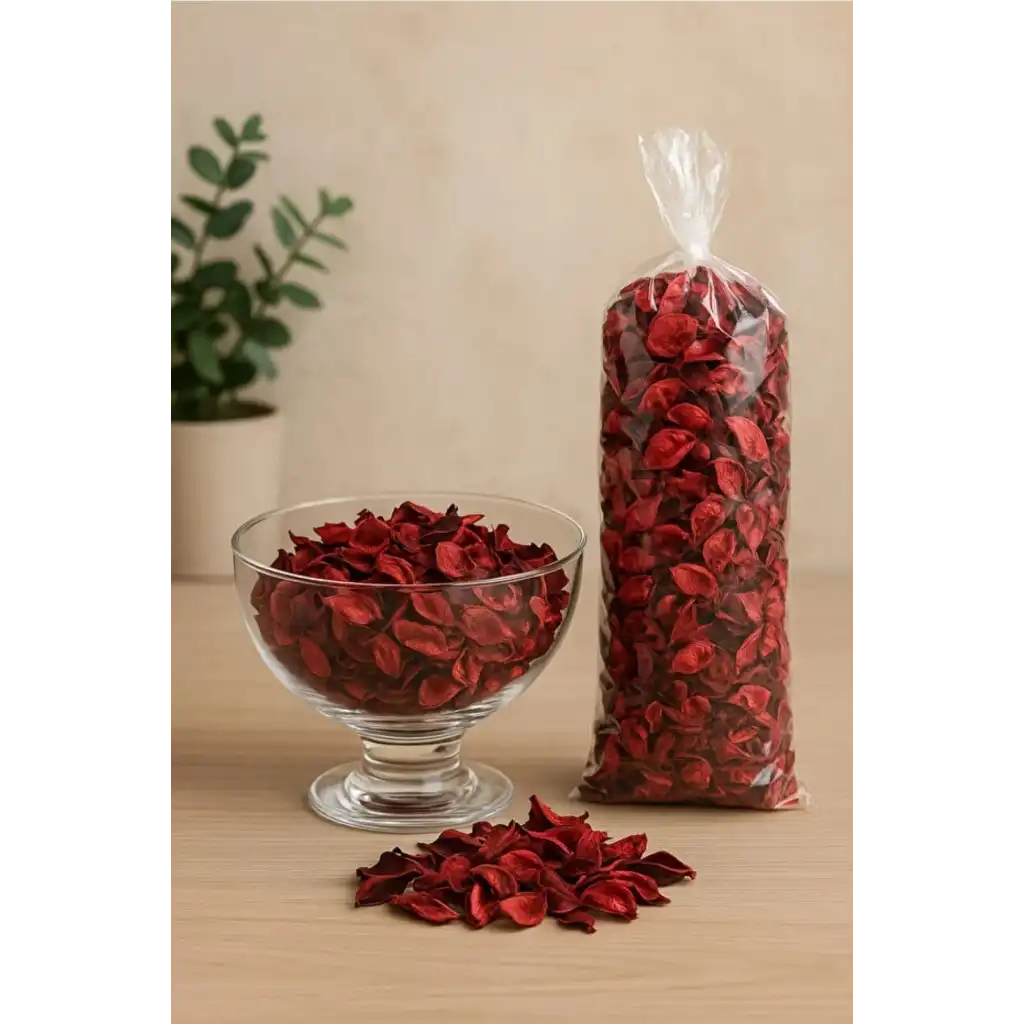 Özel Tasarım Sevgili Dekoratif Hediye Süs Dekor Romantik Kokulu Kırmızı Gül Kurusu Yaprağı 100 Gr