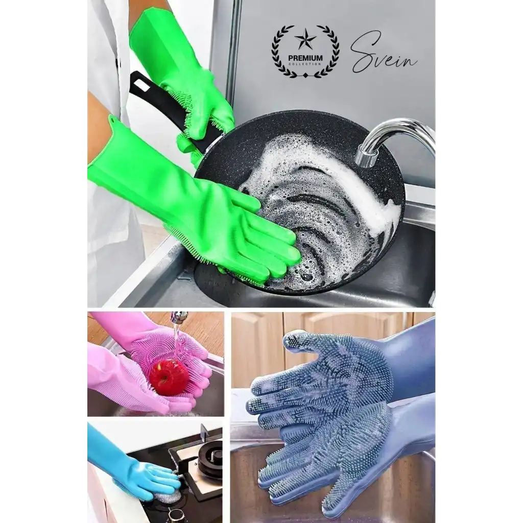 #BulaşıkEldiveni Isıya Dayanıklı Rahat Sağlam Silikon Bulaşık Yıkama Eldiveni Fırçası Temizlik