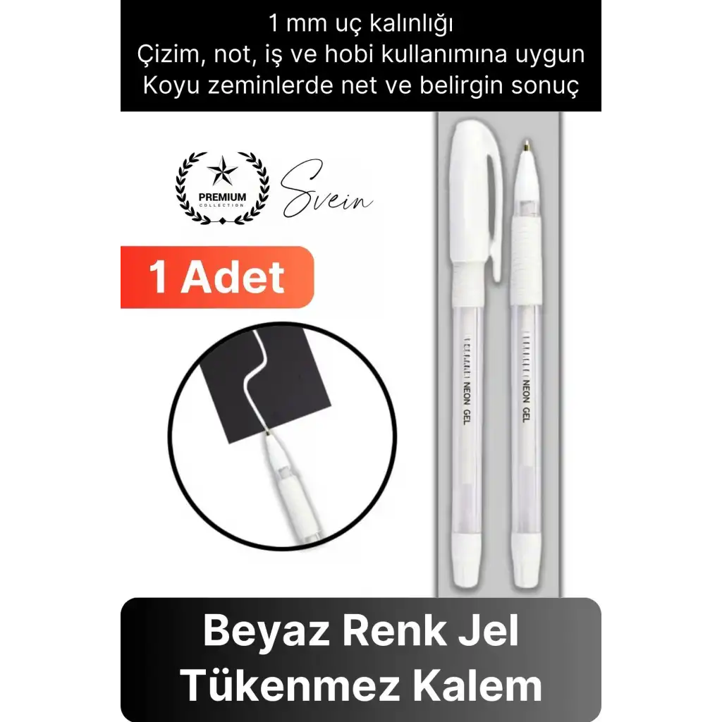 #BeyazJelKalem Özel Beyaz Renk Jel Mürekkepli Tükenmez Kalem Çizim Not İş Yazı Kalemi Arkadaşa Öğretmen Hediye 1 mm