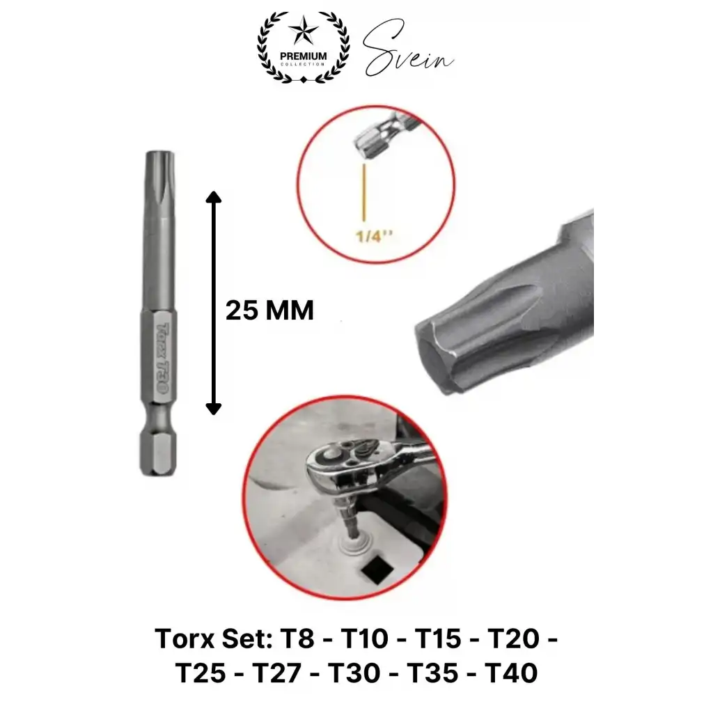 #Bitsuç Premium 33 Parça Kutulu Yıldız Düz Sağlam Dayanıklı Mıknatıslı Şarjlı Vidalama Bits Uç Seti