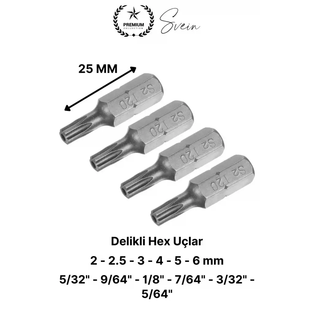 #Bitsuç Premium 33 Parça Kutulu Yıldız Düz Sağlam Dayanıklı Mıknatıslı Şarjlı Vidalama Bits Uç Seti
