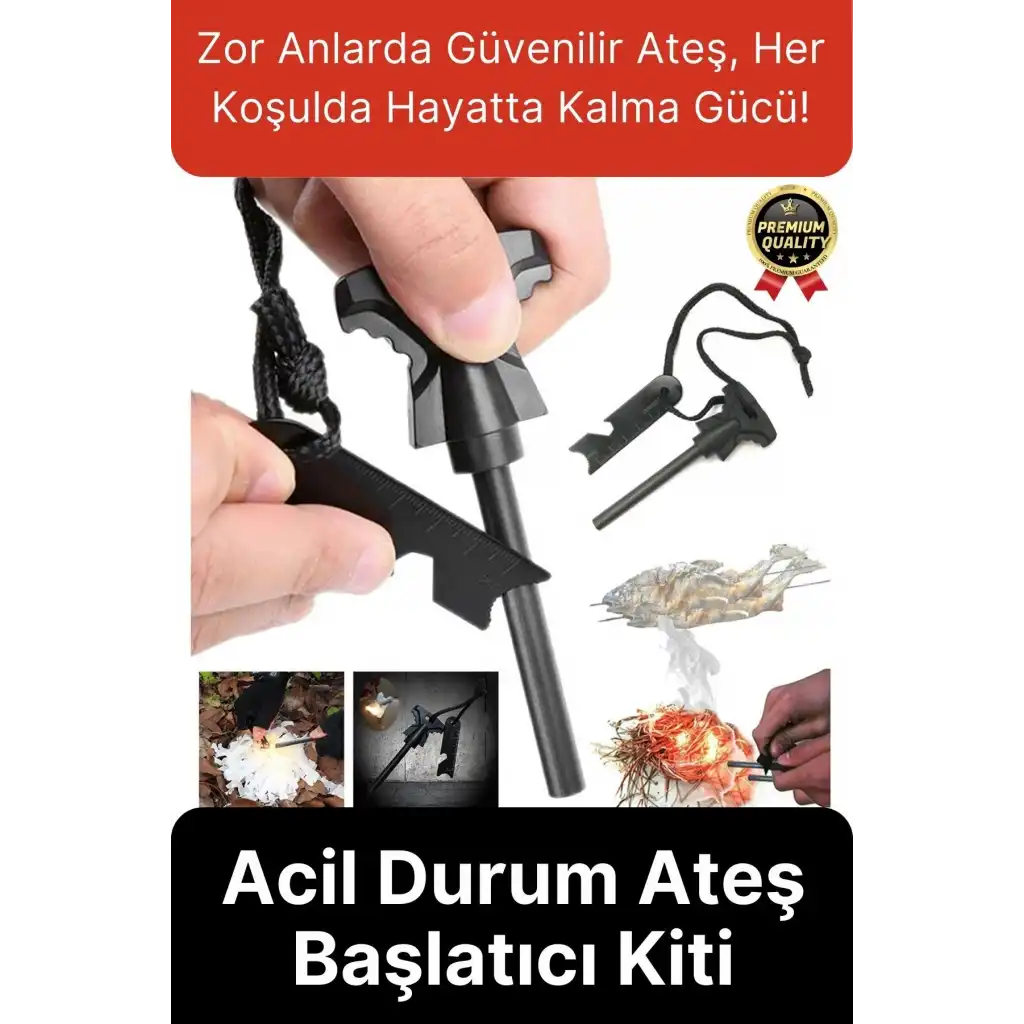 Çok Amaçlı Ateş Başlatıcı Deprem Kamp Acil Durum Magnezyum Çubuk Çakmaktaşı Hayatta Kalma Kiti