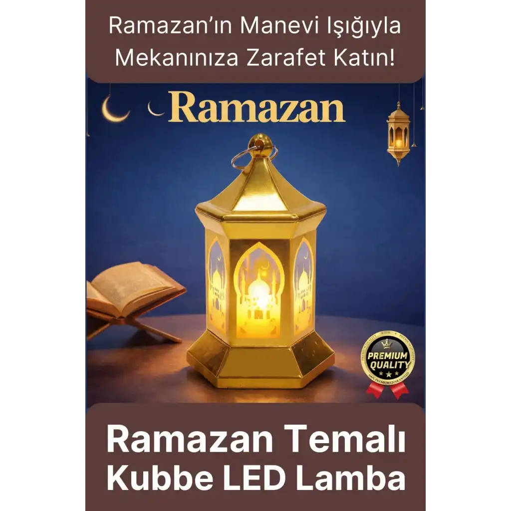 #RamazanAyı Ramazan Dekoratif Asılabilir Altıgen Gold Osmanlı İslami Mimari Işık Kubbe LED Lamba