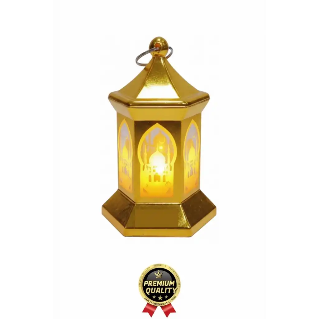 #RamazanAyı Ramazan Dekoratif Asılabilir Altıgen Gold Osmanlı İslami Mimari Işık Kubbe LED Lamba