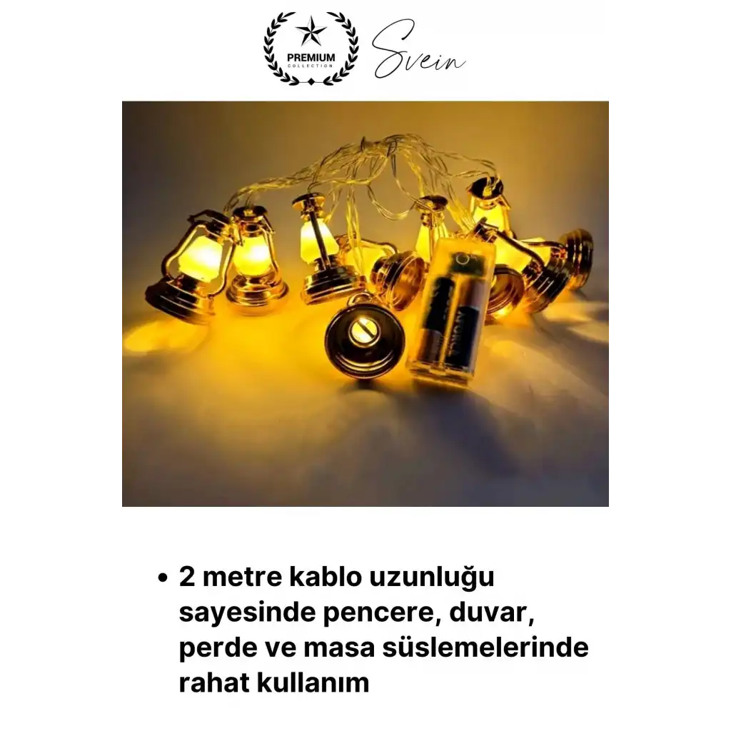 #led Ramazan Temalı Şık Dekoratif Led Lamba Süsleme Pilli 2 Metre 10 LED Kandil Motifli Manevi Huzur