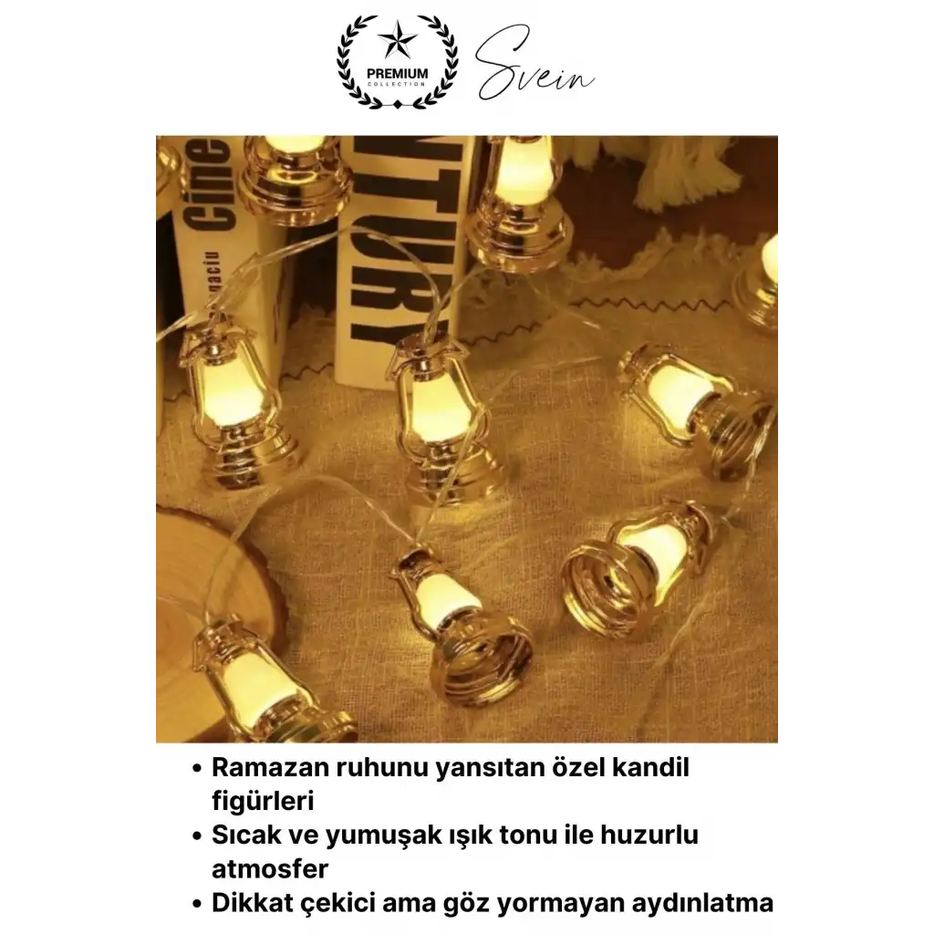 #led Ramazan Temalı Şık Dekoratif Led Lamba Süsleme Pilli 2 Metre 10 LED Kandil Motifli Manevi Huzur