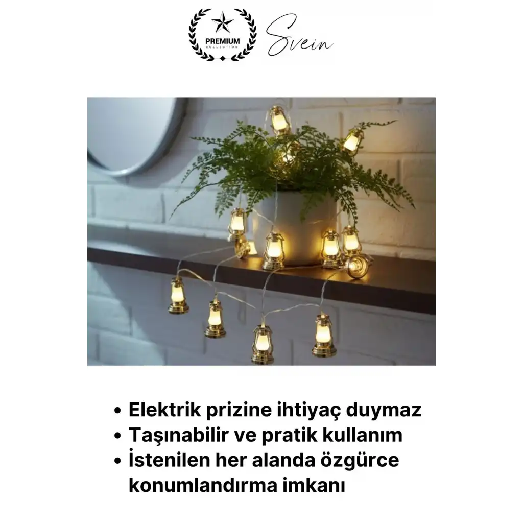 #led Ramazan Temalı Şık Dekoratif Led Lamba Süsleme Pilli 2 Metre 10 LED Kandil Motifli Manevi Huzur