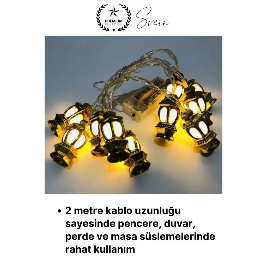 #Aydınlatma Kubbe Temalı Şık Dekoratif Led Lamba Süsleme Pilli 2 Metre 10 Kandil Motifli Manevi