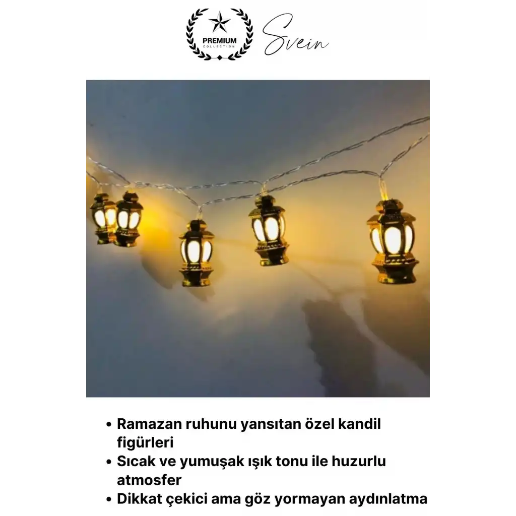 #Aydınlatma Kubbe Temalı Şık Dekoratif Led Lamba Süsleme Pilli 2 Metre 10 Kandil Motifli Manevi