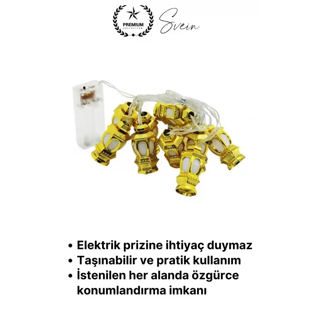 #Aydınlatma Kubbe Temalı Şık Dekoratif Led Lamba Süsleme Pilli 2 Metre 10 Kandil Motifli Manevi