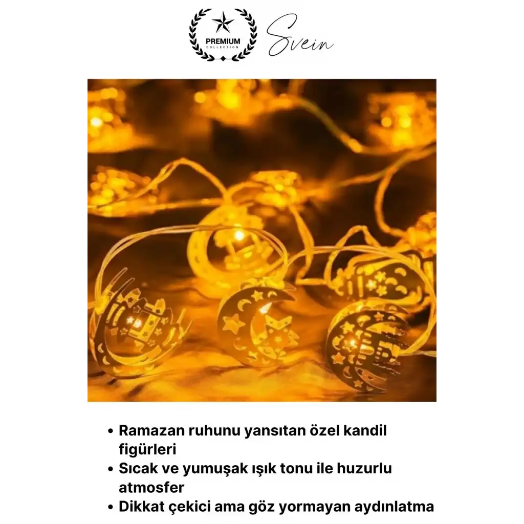 #LedIşık Gold Metal Ramazan Ayı Özel Seri Aydınlatma Karışık Motifli Şık 2 Metre 10 Led Günışığı
