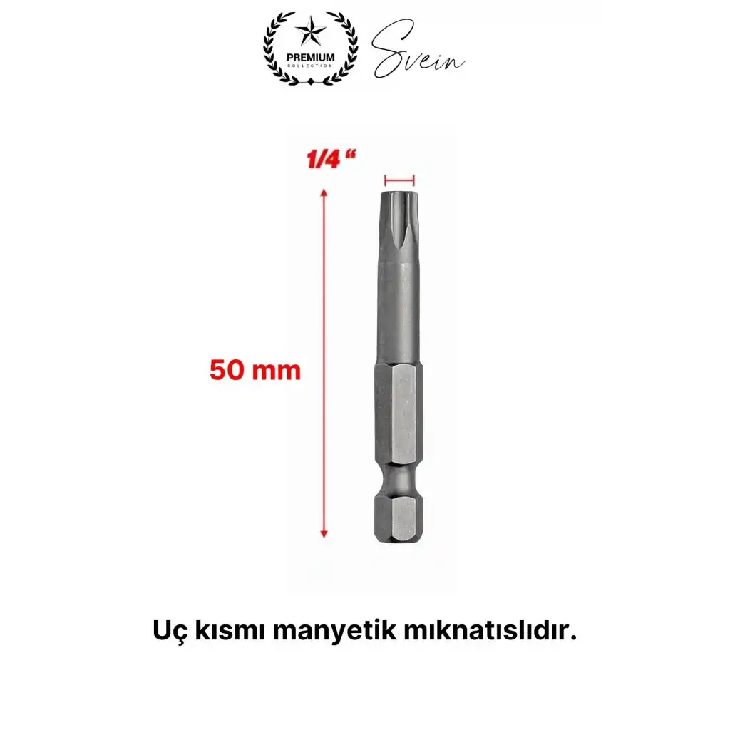 #Bitsuç Mıknatıslı 50 mm Torks Vidalama Bits Uç T30 Manyetik 1/4 Şarjlı Matkap Ucu Kısa Boy 1 Adet