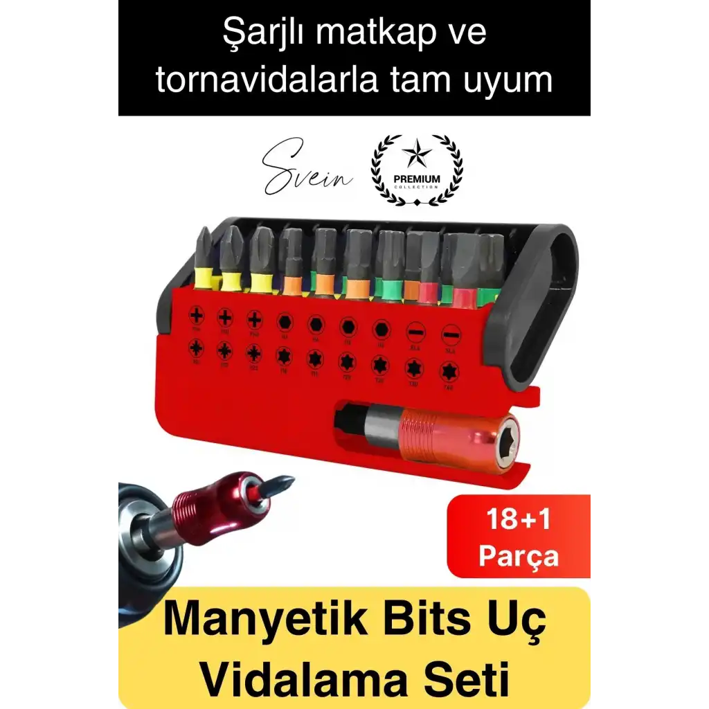 #Vidalama Rodex Manyetik Bits Uç Vidalama Çelik Tornavida Seti Kutulu 18+1 Parça 1/4 Hex Çok Amaçlı