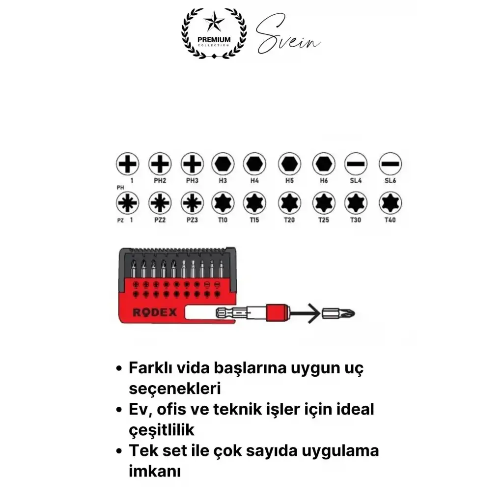 #Vidalama Rodex Manyetik Bits Uç Vidalama Çelik Tornavida Seti Kutulu 18+1 Parça 1/4 Hex Çok Amaçlı