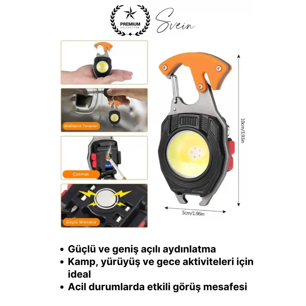 #LedLamba 500 Lümen Çok Fonksiyonlu Anahtarlık Kamp Lambası Type-C Mıknatıslı Hafif Outdoor Şarjlı