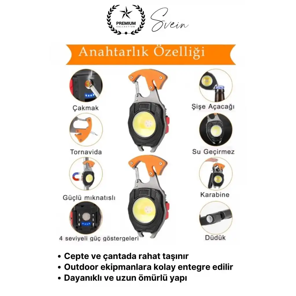#LedLamba 500 Lümen Çok Fonksiyonlu Anahtarlık Kamp Lambası Type-C Mıknatıslı Hafif Outdoor Şarjlı