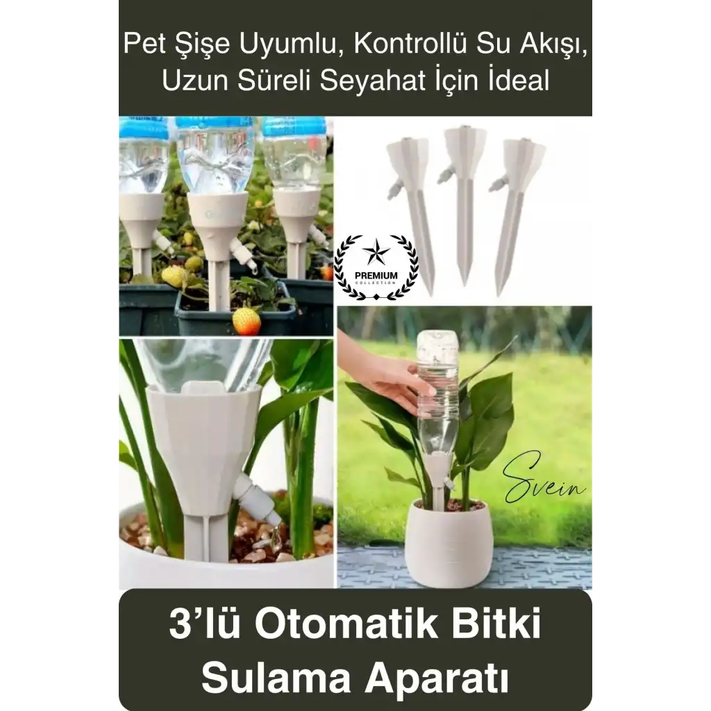 #BitkiSulama 3lü Otomatik Bitki Sulama Aparatı Pet Şişe Uyumlu Kontrollü Akış Saksı Toprak Bakım