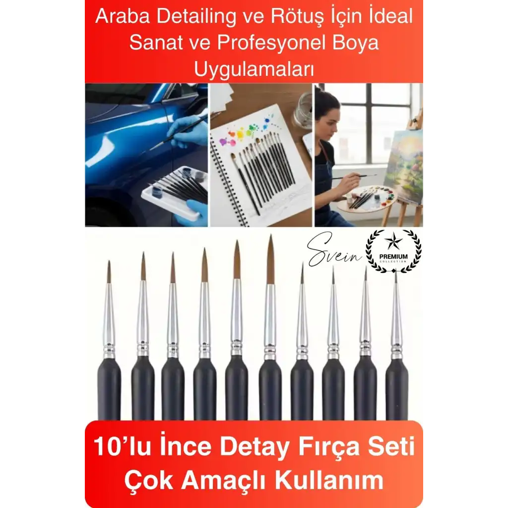 #Fırça 10lu İnce Detay Fırça Seti Rötuş Araba Detailing Hobi Temizlik Maket Boyama Seti Profesyonel