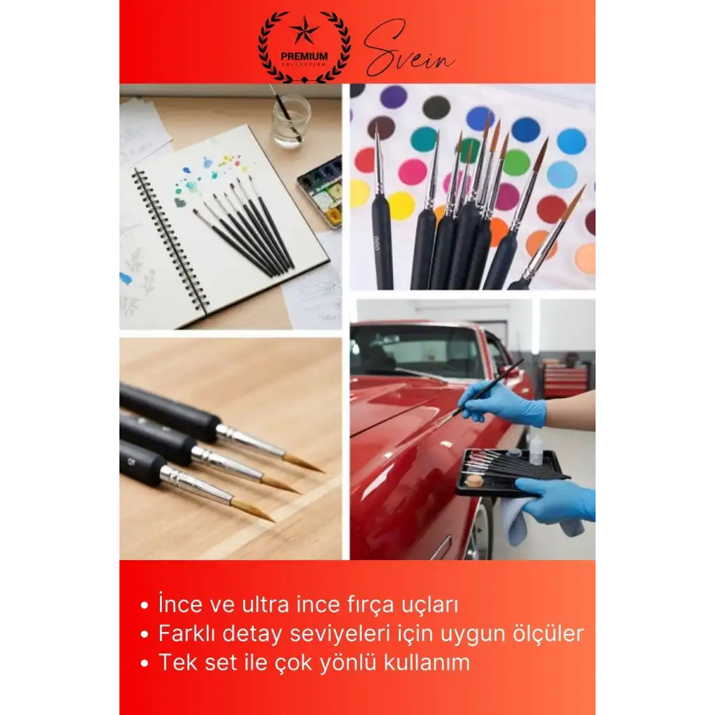 #Fırça 10lu İnce Detay Fırça Seti Rötuş Araba Detailing Hobi Temizlik Maket Boyama Seti Profesyonel