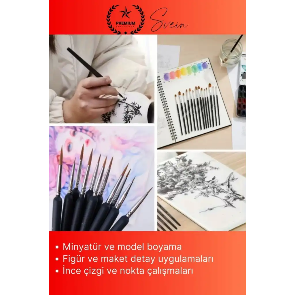 #Fırça 10lu İnce Detay Fırça Seti Rötuş Araba Detailing Hobi Temizlik Maket Boyama Seti Profesyonel