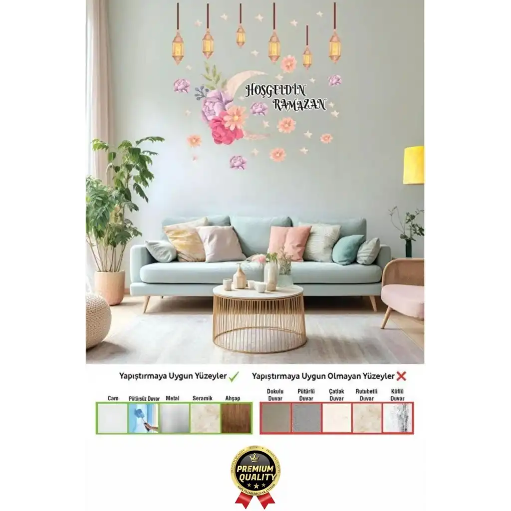 #RamazanSticker Dekoratif Yapıştırılabilir Çıkarılabilir Hoşgeldin Ramazan Motifli Duvar Sticker