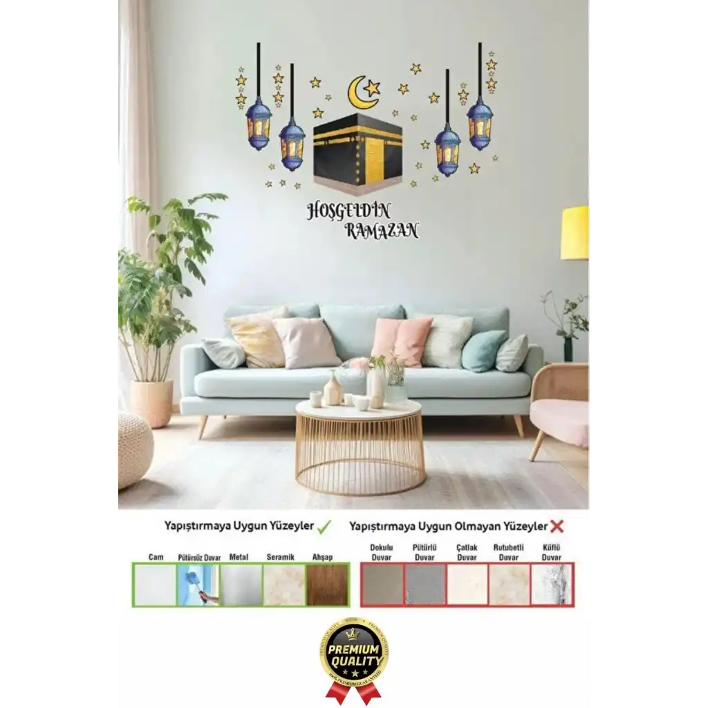 #RamazanSticker Dekoratif Yapıştırılabilir Çıkarılabilir Hoşgeldin Ramazan Motifli Duvar Sticker