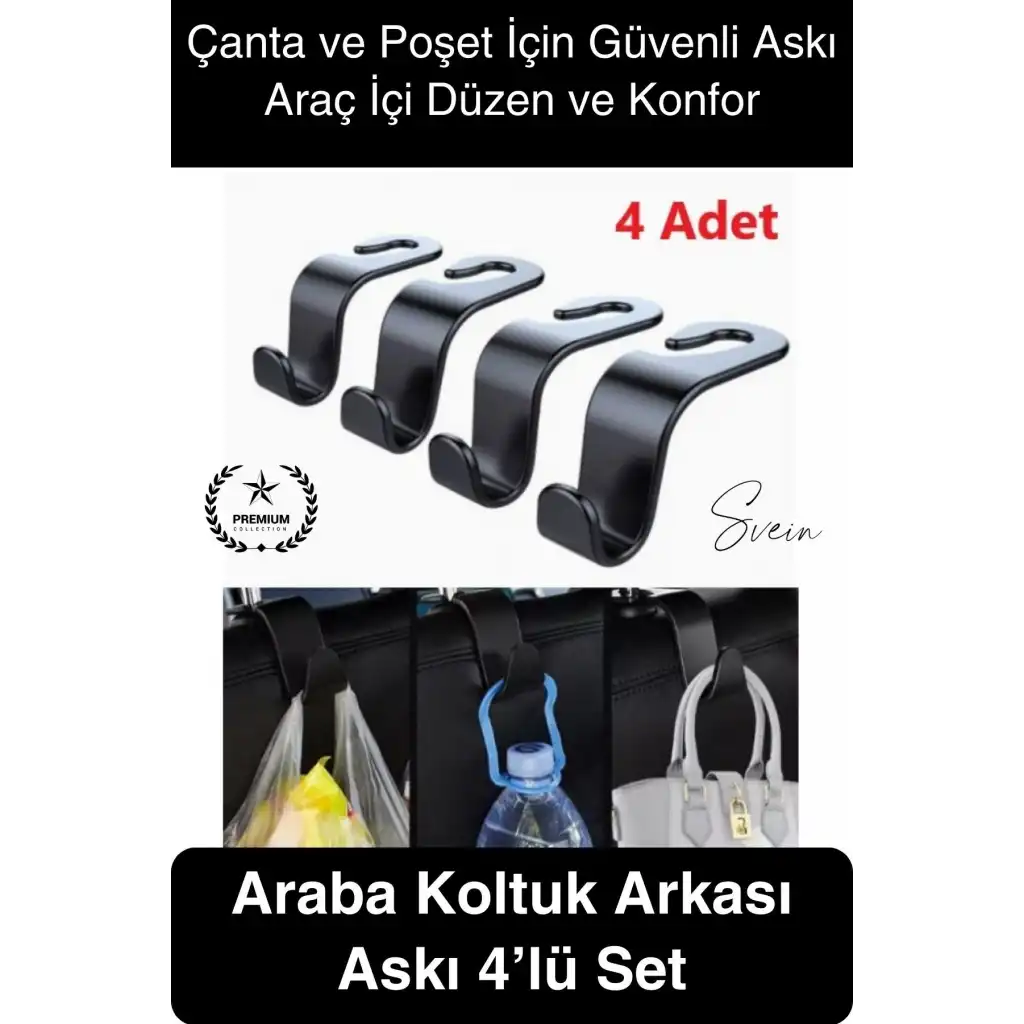 #Askı Araba Koltuk Arkası Askı Araç İçi Organizer 4’lü Set Çanta Poşet Torba Asma Aparatı Plastik