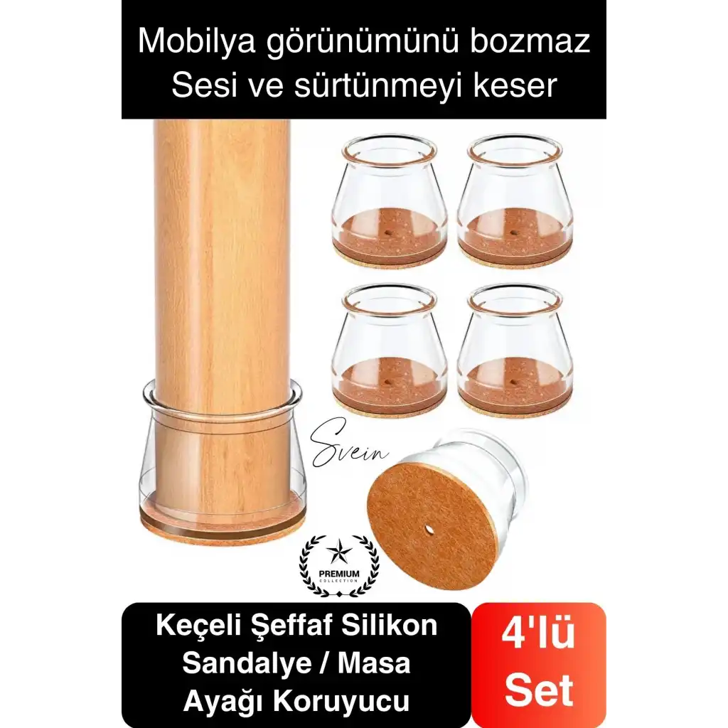 #Keçe Keçeli Şeffaf Silikon Zemin Koruyucu Sandalye Masa Ayağı Parke Çizmez 4lü Set Kılıf Esnek