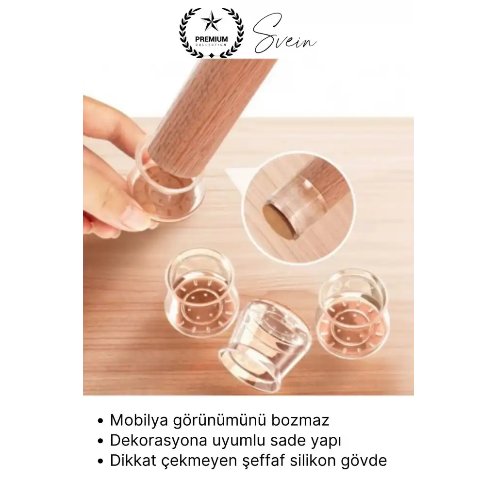 #Keçe Keçeli Şeffaf Silikon Zemin Koruyucu Sandalye Masa Ayağı Parke Çizmez 4lü Set Kılıf Esnek