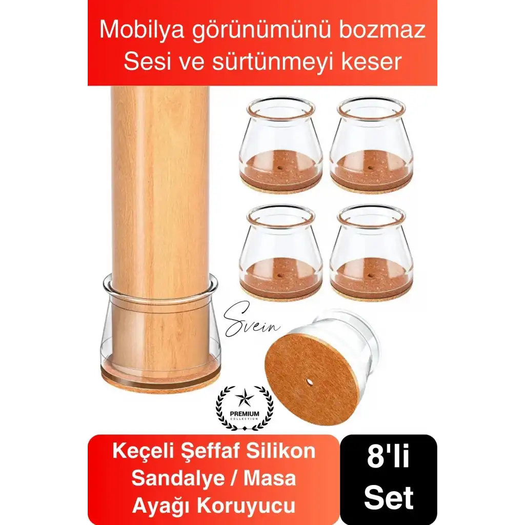 #Sandalye Keçeli Şeffaf Silikon Zemin Koruyucu Sandalye Masa Ayağı Parke Çizmez 8li Set Kılıf Esnek