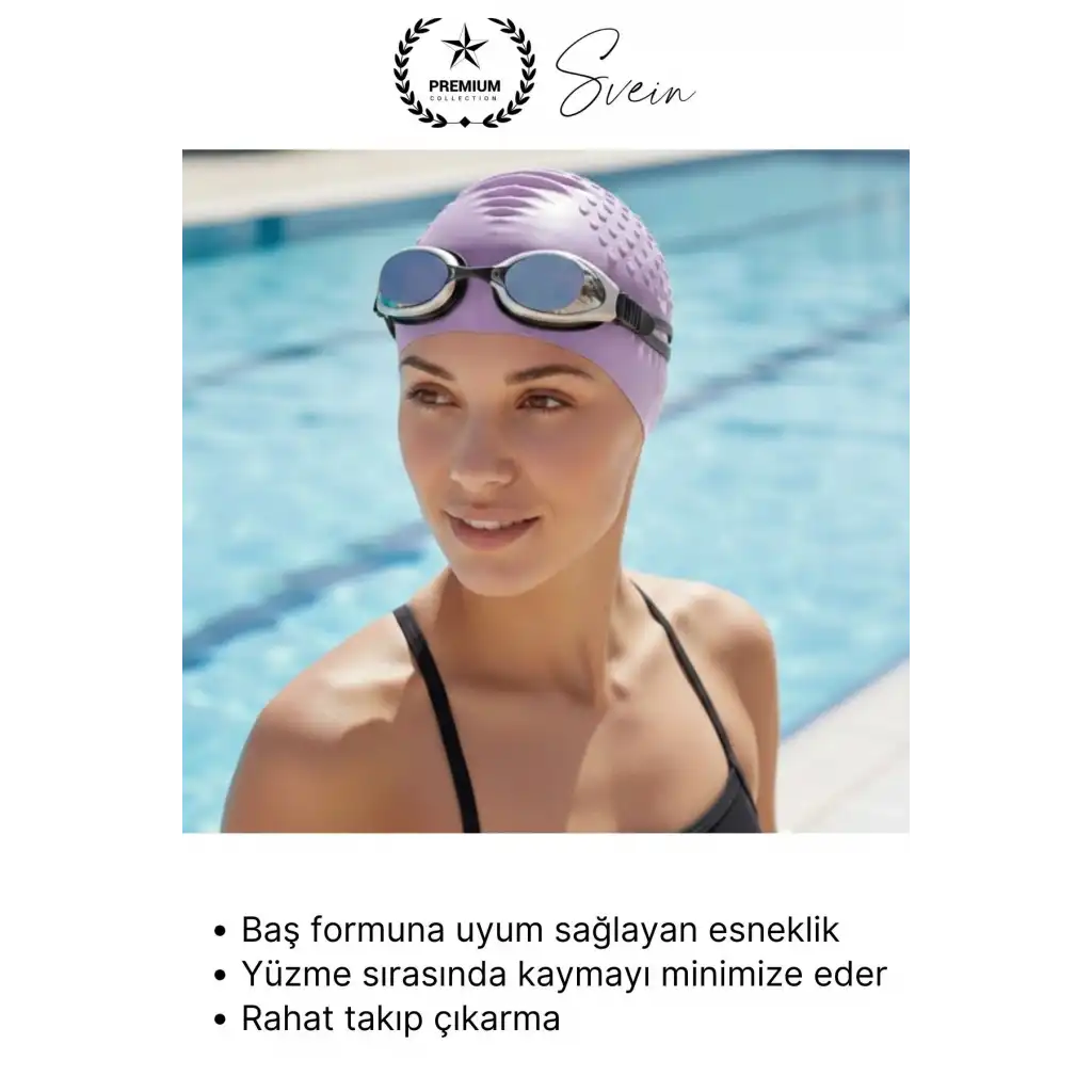 #Bone Su Geçirmez Kaymaz Silikon Yüzücü Bonesi Yüzme Şapkası Uzun Saç Yetişkin Esnek Havuz Deniz