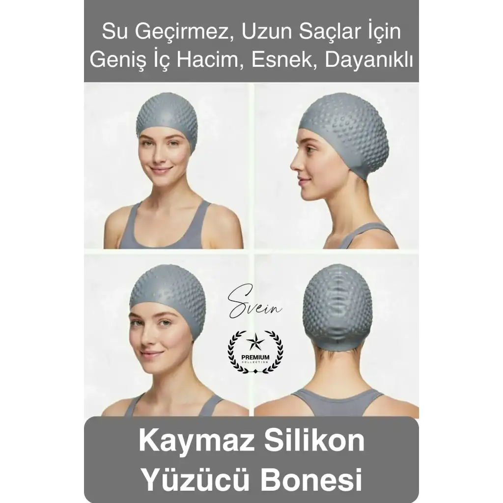 #Bone Su Geçirmez Kaymaz Silikon Yüzücü Bonesi Yüzme Şapkası Uzun Saç Yetişkin Esnek Havuz Deniz