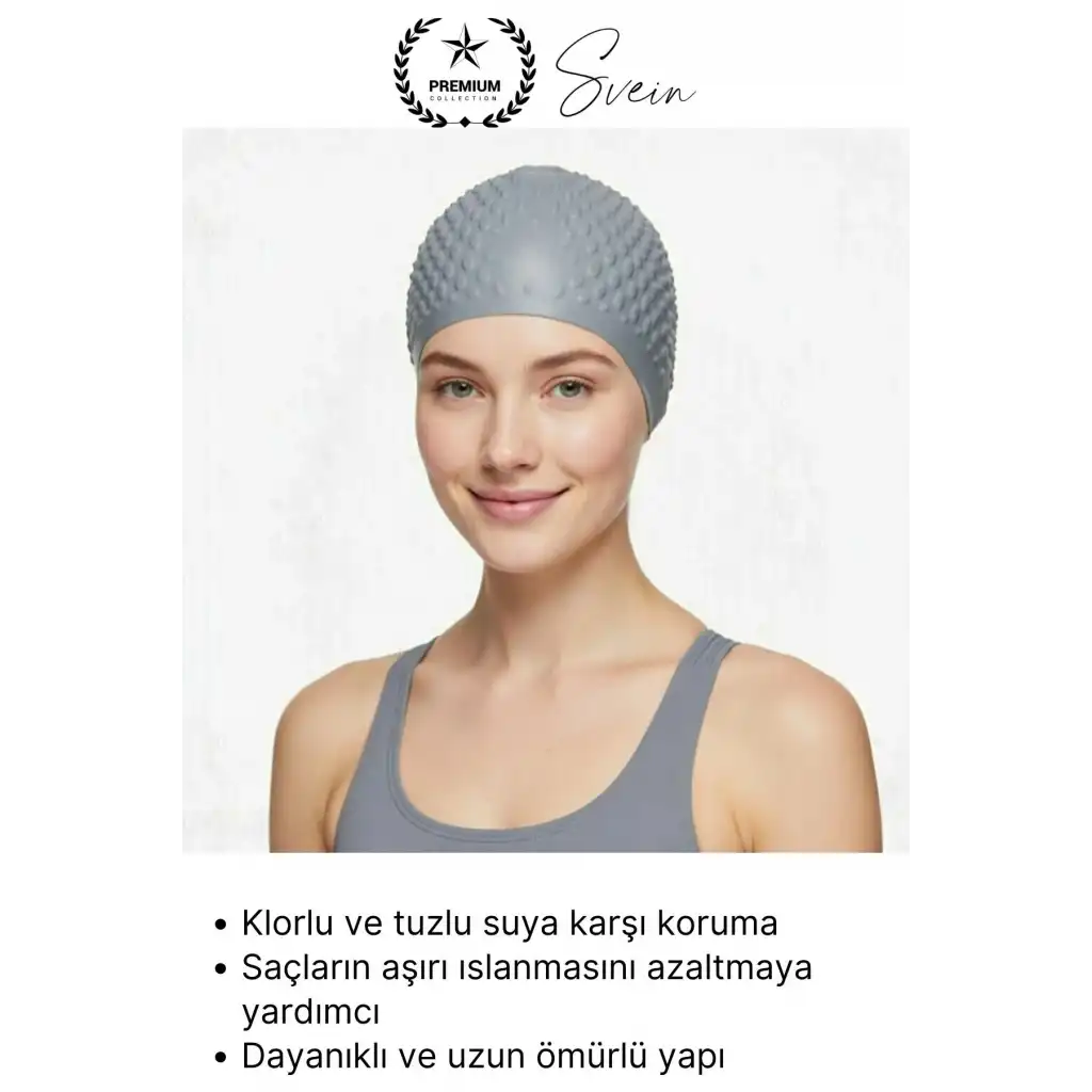 #Bone Su Geçirmez Kaymaz Silikon Yüzücü Bonesi Yüzme Şapkası Uzun Saç Yetişkin Esnek Havuz Deniz