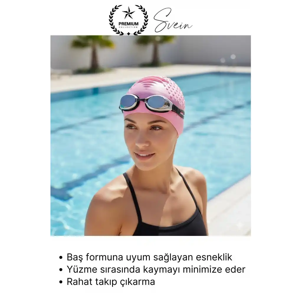 #Bone Su Geçirmez Kaymaz Silikon Yüzücü Bonesi Yüzme Şapkası Uzun Saç Yetişkin Esnek Havuz Deniz